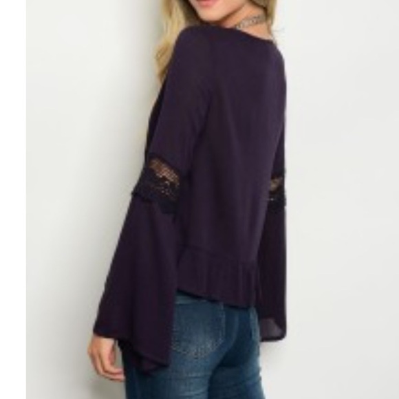 Purple top with bell sleeves - Picture 3 of 4